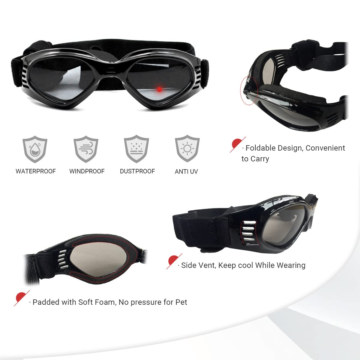 Namsan Dog Sunglasses Medium Breed, Uv Protection Goggles For Dogs Small To Medium Breeds, Outdoor Riding Dog Eye Protection, An