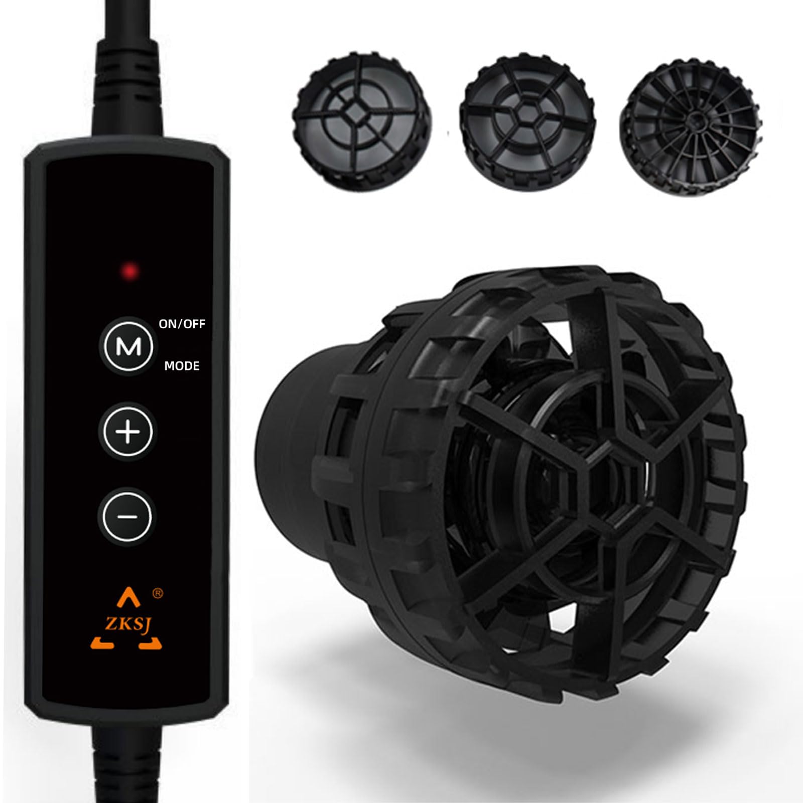 ZKSJ Mini Aquarium Wavemaker 790GPH (3000L/H) Water Circulation Pump, 9W DC 12V with Magnetic DC Power Head, for saltwater tanks