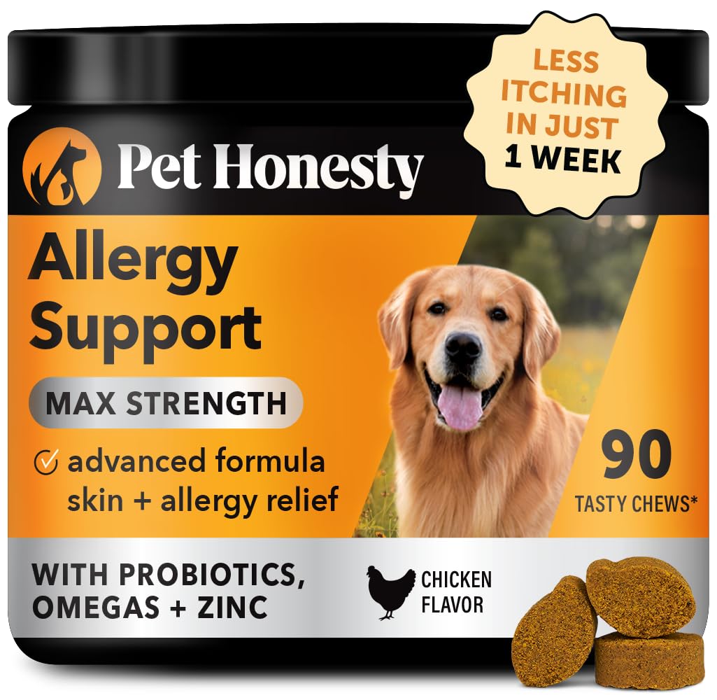Dog Allergy Itch Relief - Maximum Strength Itch Supplement with Probiotics for Dogs - Immune Support & Skin Relief for Seasonal 