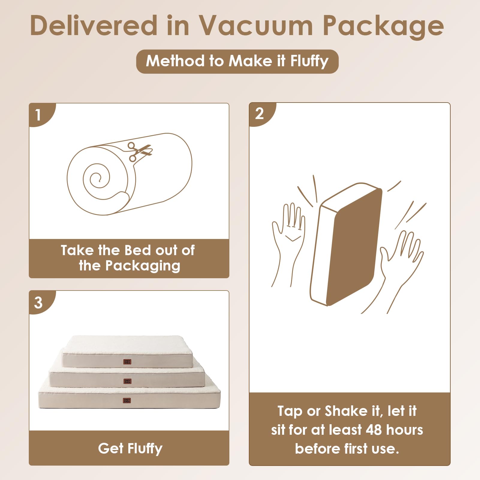 Eheyciga Orthopedic Xl Dog Beds For Extra Large Dogs With Removable Washable Cover For Crate, Camel, 41X27