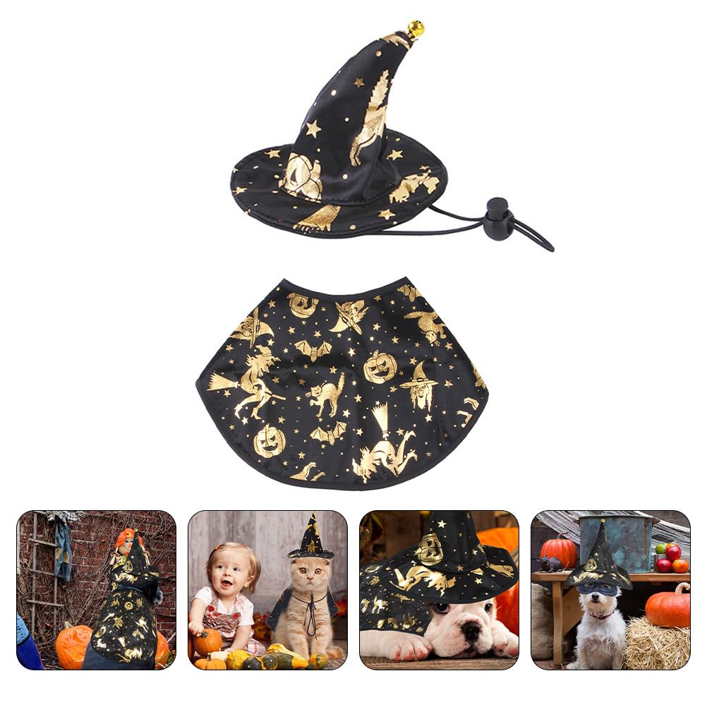 PRETYZOOM Halloween Costumes for Dogs Pet Costume Wizard Cape with Witch Hat Costume for Cats Halloween Outfits Pet Halloween Co