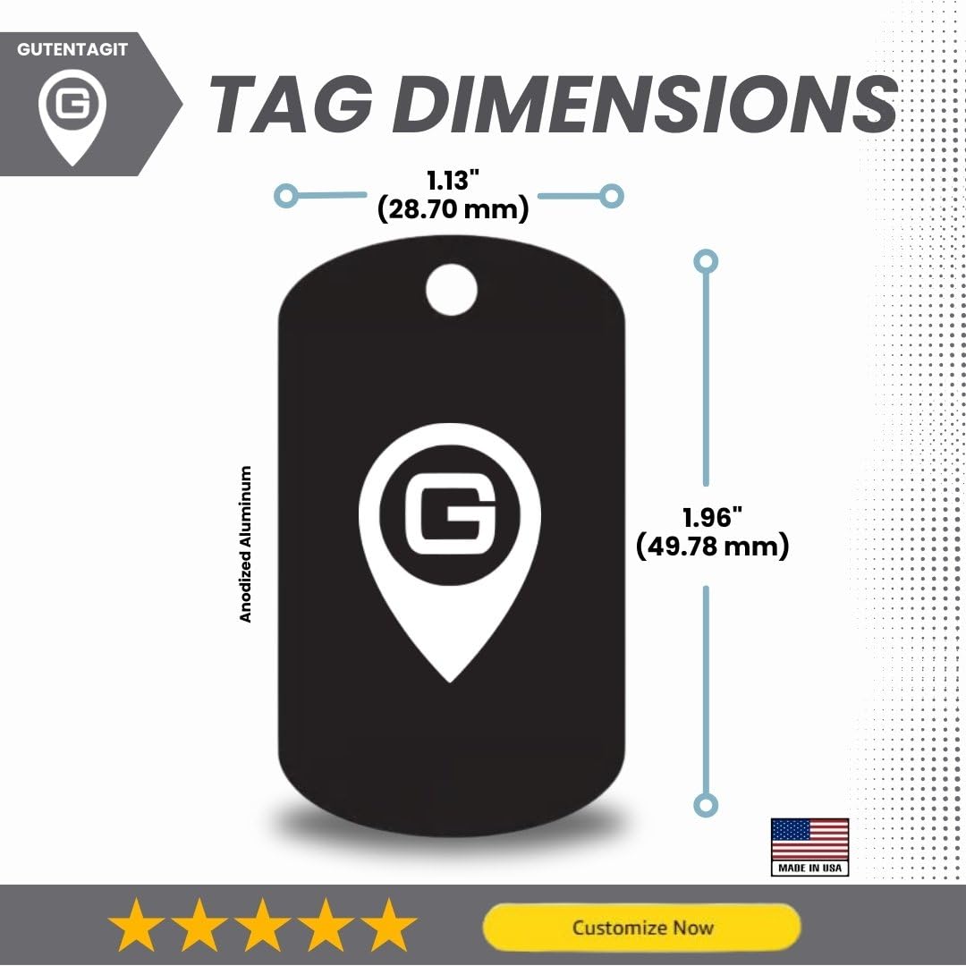 Gutentagit Air Force Custom Military Dog Tag Necklace - Engraved, Personalized, Black, 2'' X 1.5''