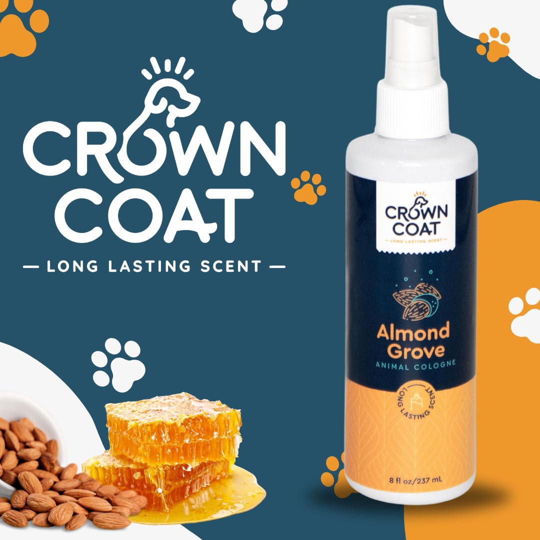 Crown Coat Almond Grove Long Lasting Pet Cologne, 8 Oz - Professional Grooming Grade, Natural Perfume Deodorant, New Long Last F