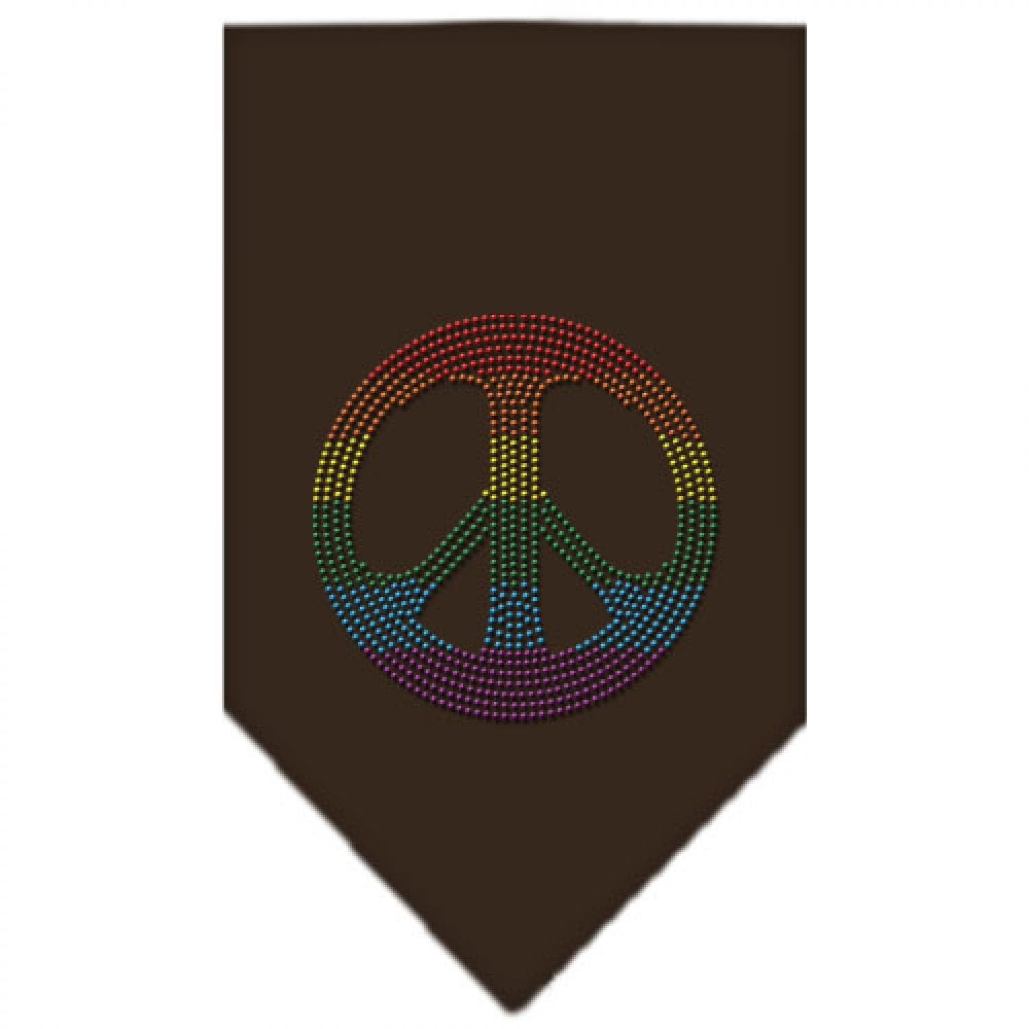 Mirage Pet Products Rainbow Peace Sign Rhinestone Bandana, Small, Cocoa