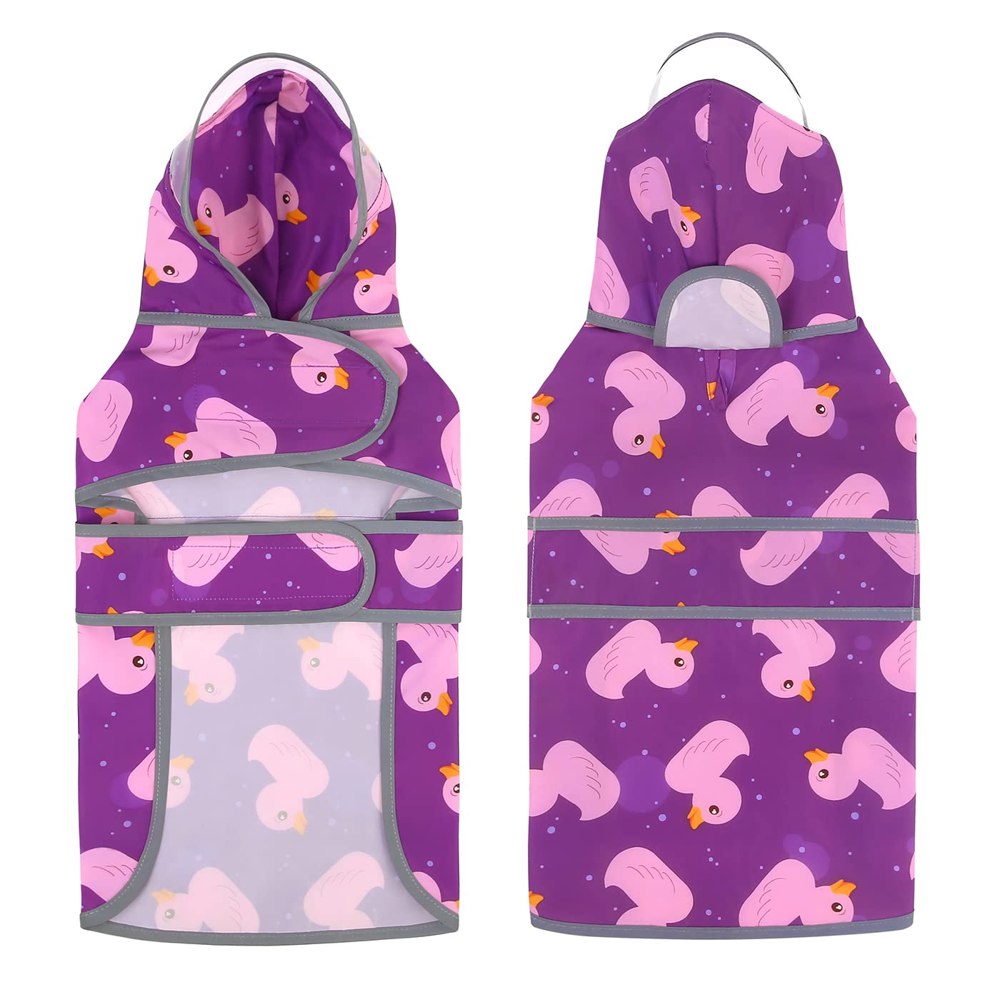 Hde Dog Raincoat With Clear Hood Rain Jacket Poncho For Small Medium Large Dogs Ducks Purple - M