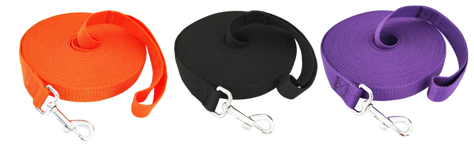 Salo Nylon Training Dog Leash For Small Medium Large Dogs, 1 Inch Wide, 20Ft 30Ft 40Ft 50Ft Long Leash Dog/Puppy Lead For Obedience Recall Training, Camping, Or Backyard (30 Foot, Orange)