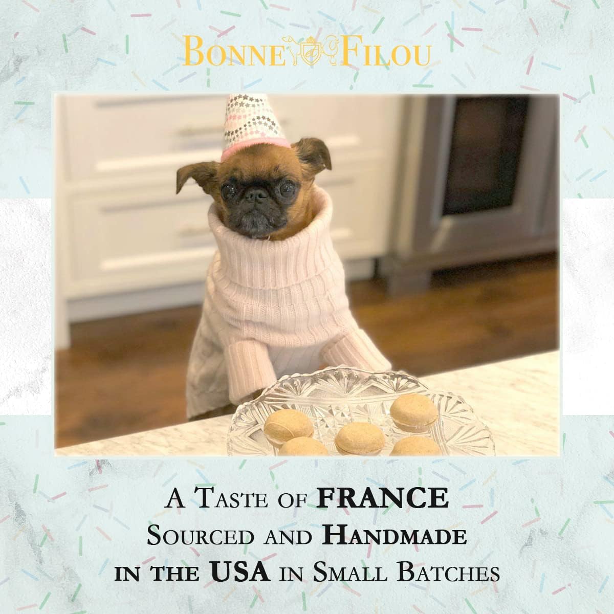 Bonne et Filou Dog Treats Lavender Cupcakes - Gourmet Macaron Cakes, 40 Count Bulk Pack - Healthy & Delicious Human Grade Snacks