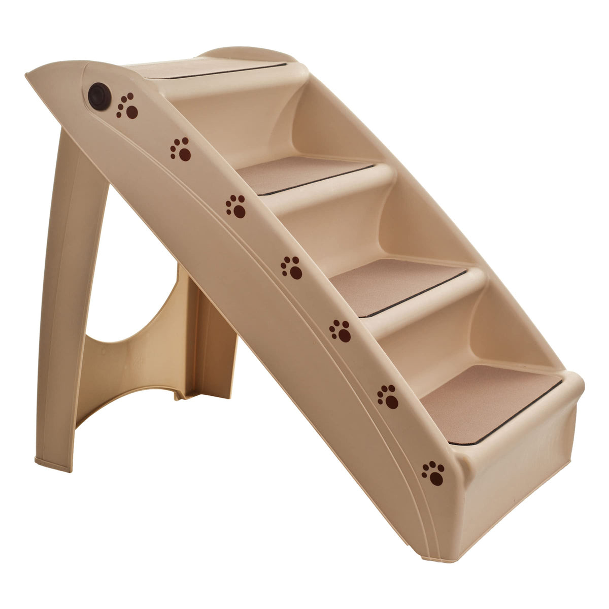 Pet Stairs - Safe And Durable Indoor Or Outdoor Ramp With 4 Step Design - Cat Or Dog Steps For Home And Vehicle By Petmaker (Tan