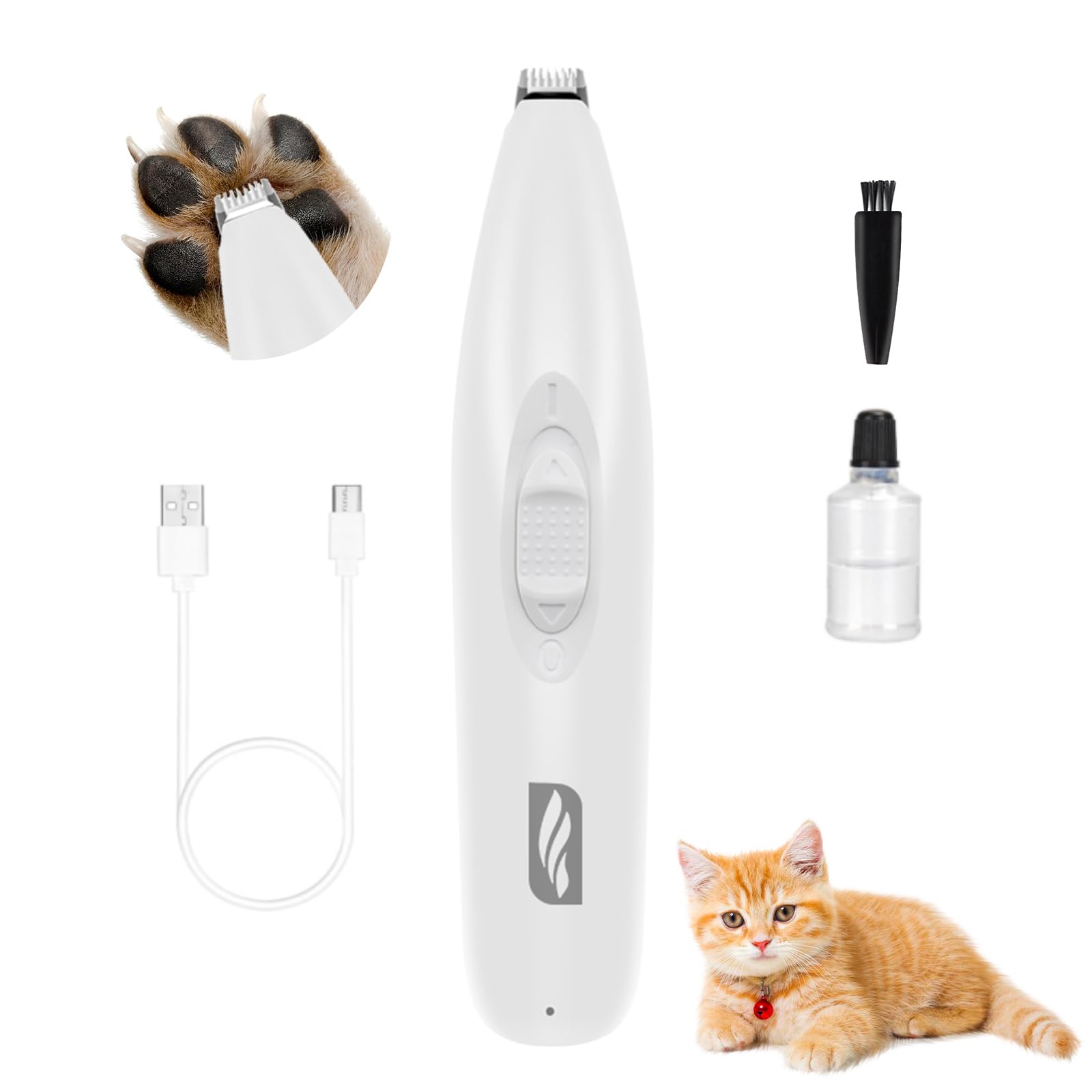 Ahansi Dog Clippers For Grooming, Low Noise Cordless Dog Paw Trimmer, Rechargeable Small Pet Hair Trimmer For Grooming (White)