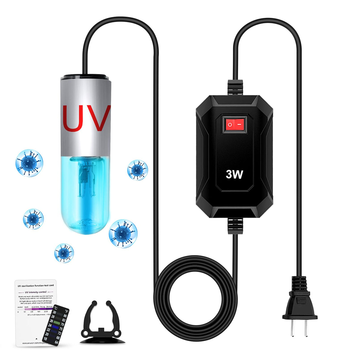 Taishan Aquarium Clean Light,3W Mini Algae Removal Light With Timer,Aquarium Water Clean Green Clear Waterproof Clean Light For 