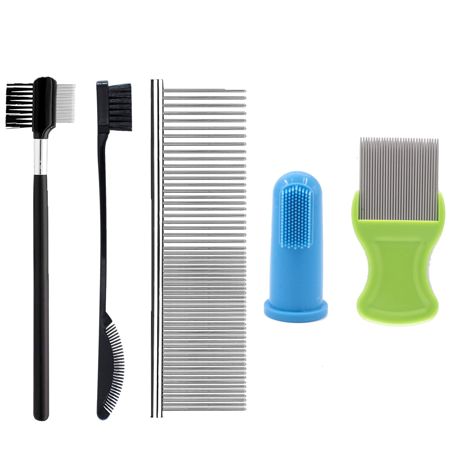 Tear Stain Remover Combs For Pets - Stainless Steel Eye Brush Tools, Durable Flea And Lice Removing Set With Teeth Grooming, 5 Types For Dogs, Cats, Puppies
