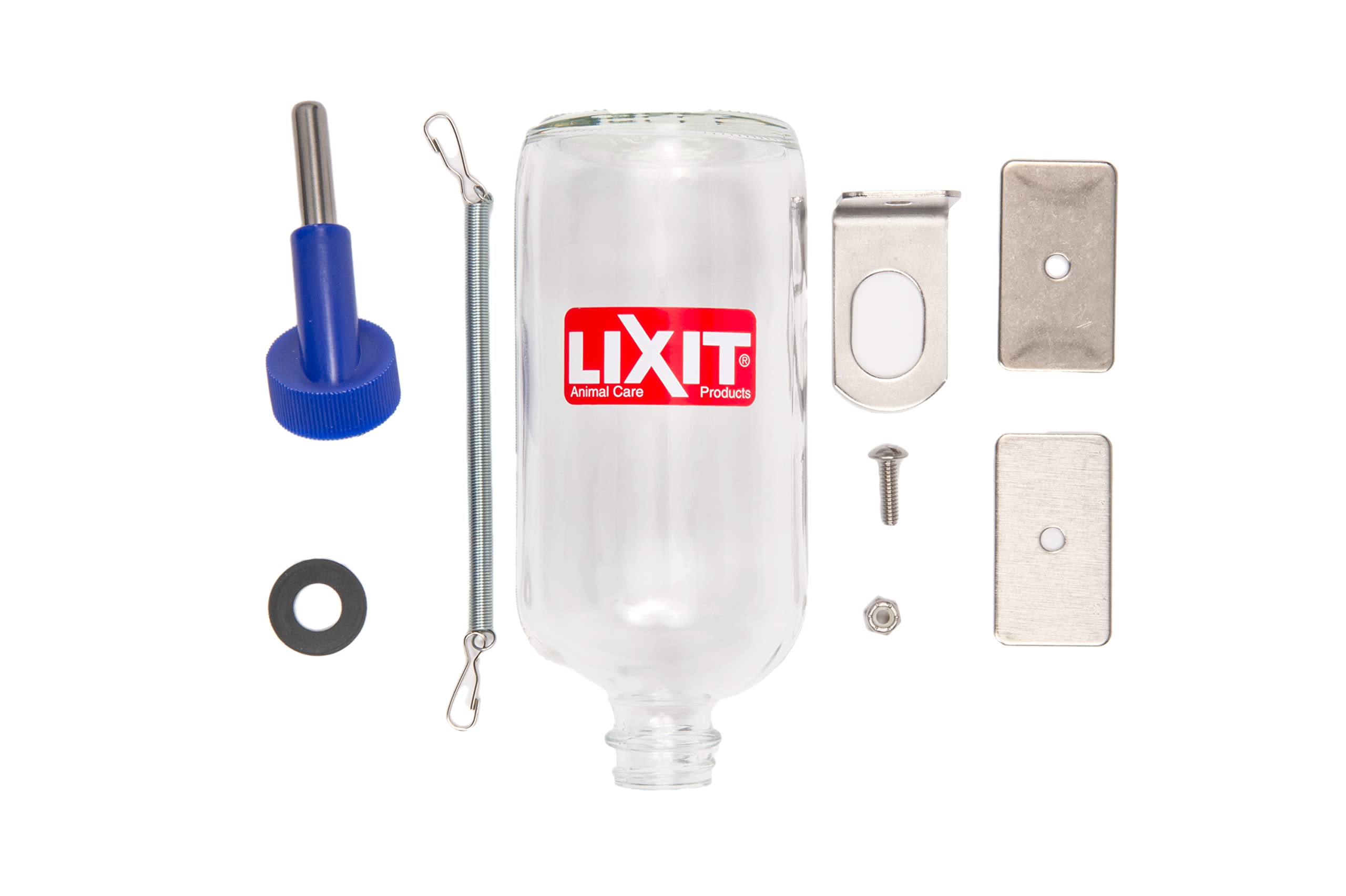 Lixit Glass Water Bottles for Rabbits, Ferrets, Small Birds, Guinea Pigs, Rats, Hamsters and Other Pets (16ozHD)