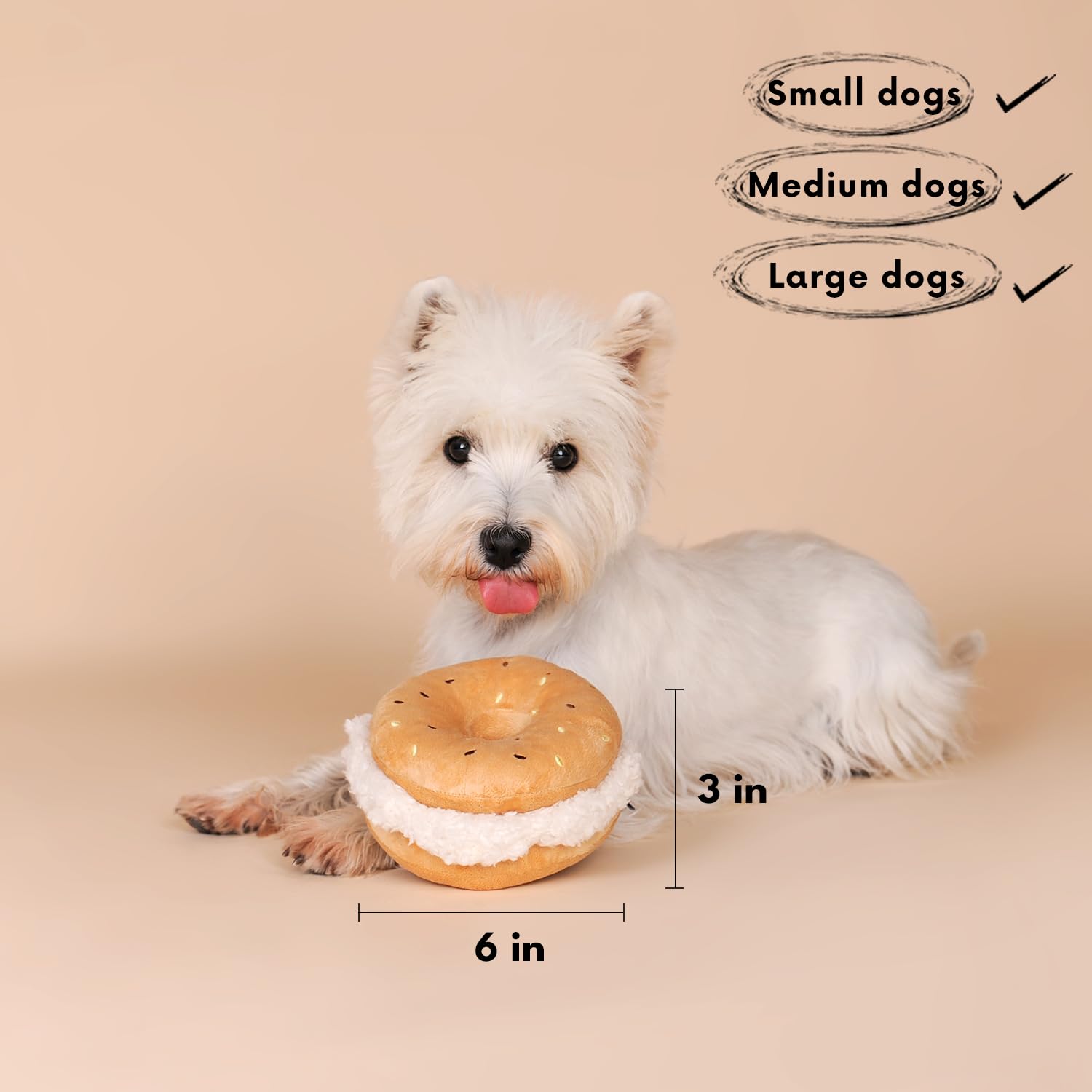 CHEWFFON Dog Plush Squeaky Toy, Interactive Bagel Shape Puppy Snuffle Toys, Cute Dog Puzzle Enrichment Toy Treat Puzzle for Smal