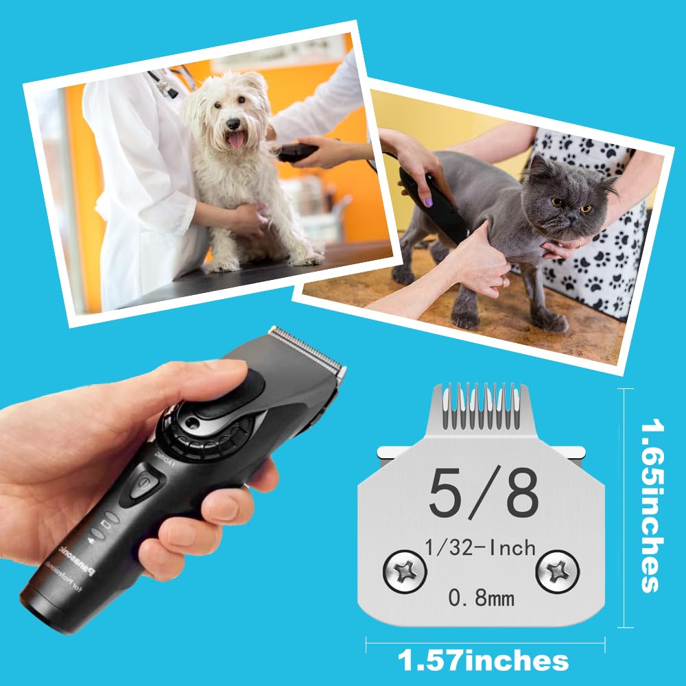 Trah 5/8 Blade Dog Grooming Clipper Replacement Blades Compatible With Andis Dog Clippers,Most A5, Km Series Clippers,Detachable