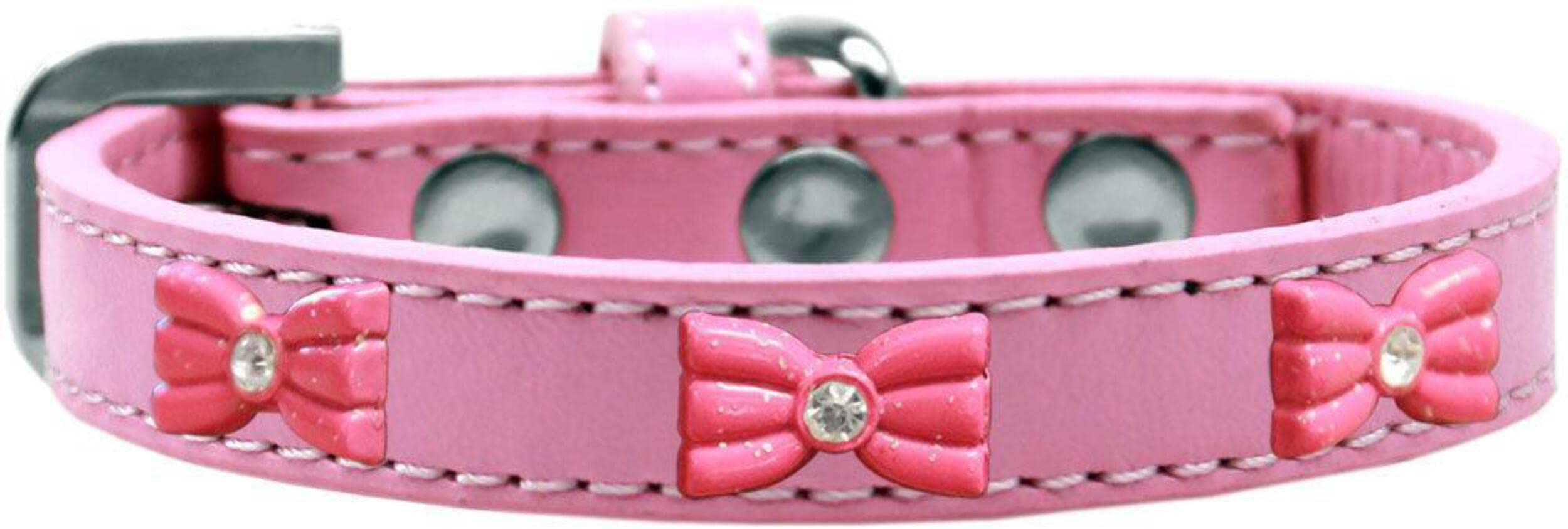 Mirage Pet Products 631-11 LV20 Pink Glitter Bow Widget Dog Collar Lavender, Size 20