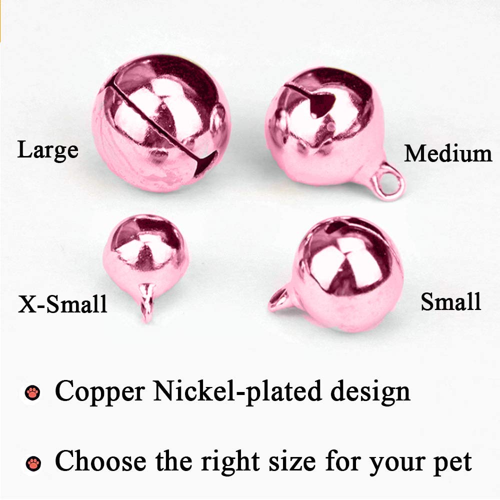 Ivia Pet4 Sets Cat Bell For Dog Collar Charm Training Pet Pendant Accessories With 2 Pack Stainless Steel Dog Tag Clips(2 Small Pink)