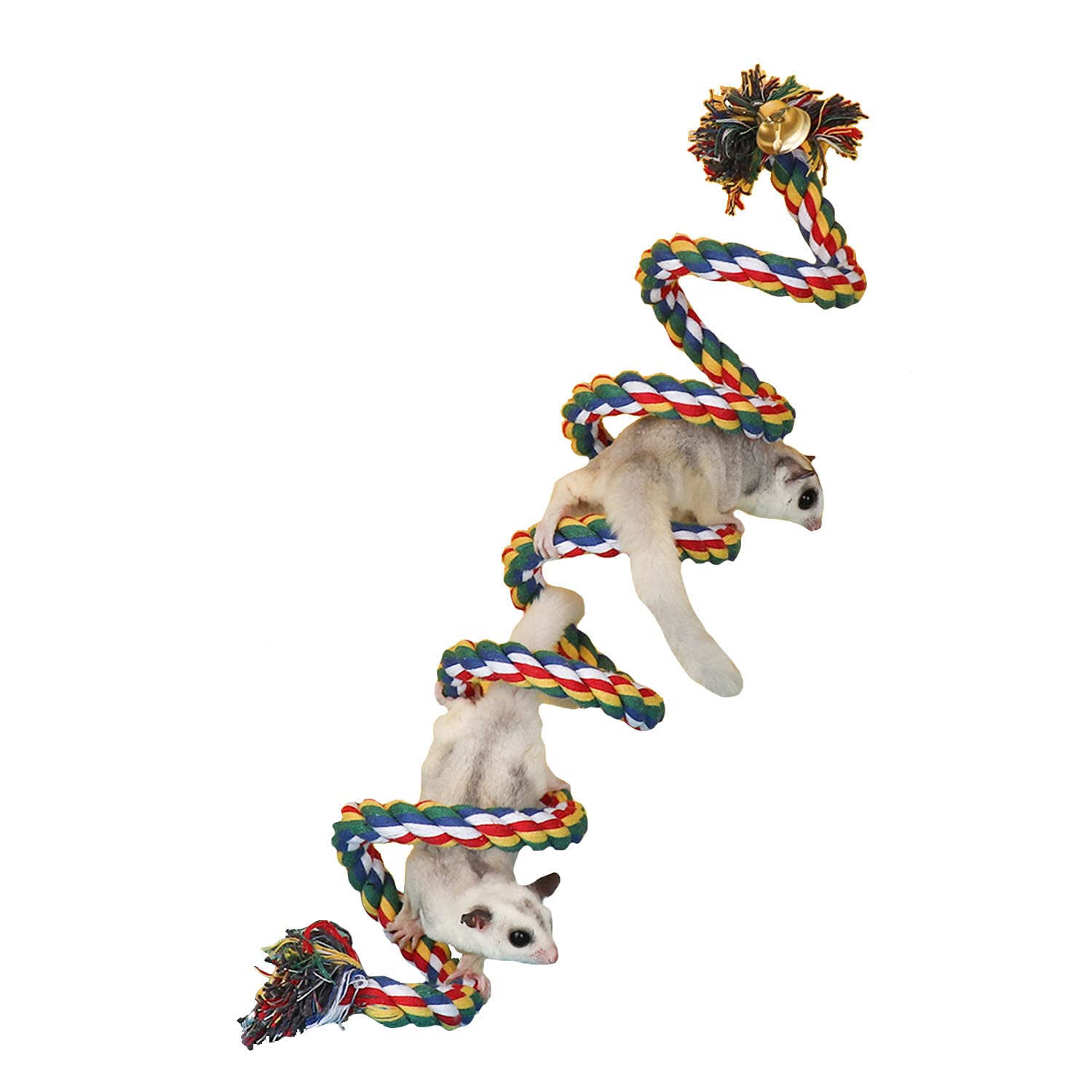 Fladdorepet 59Inch Sugar Glider Toys For Climbing/Exercising/Jungle Exploration,Squirrel Hanging Cotton Rope Toy,Rat Hamster Cag