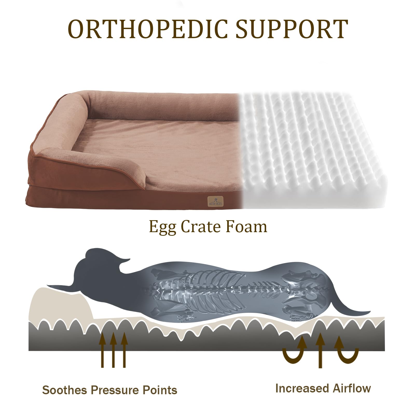 Bedfolks Orthopedic Dog Bed, Waterproof Dog Sofa Bed For Small Dogs & Cats, Egg Foam Pet Couch Bed With Removable Washable Cover