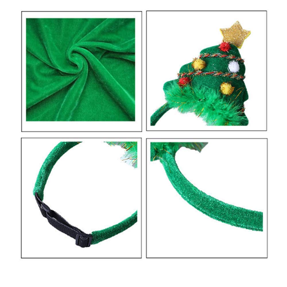 Aniac Christmas Tree Dog Costume - Medium Large Dog Xmas Tree Headband & Santa Hat - Cute Holiday Head Accessories