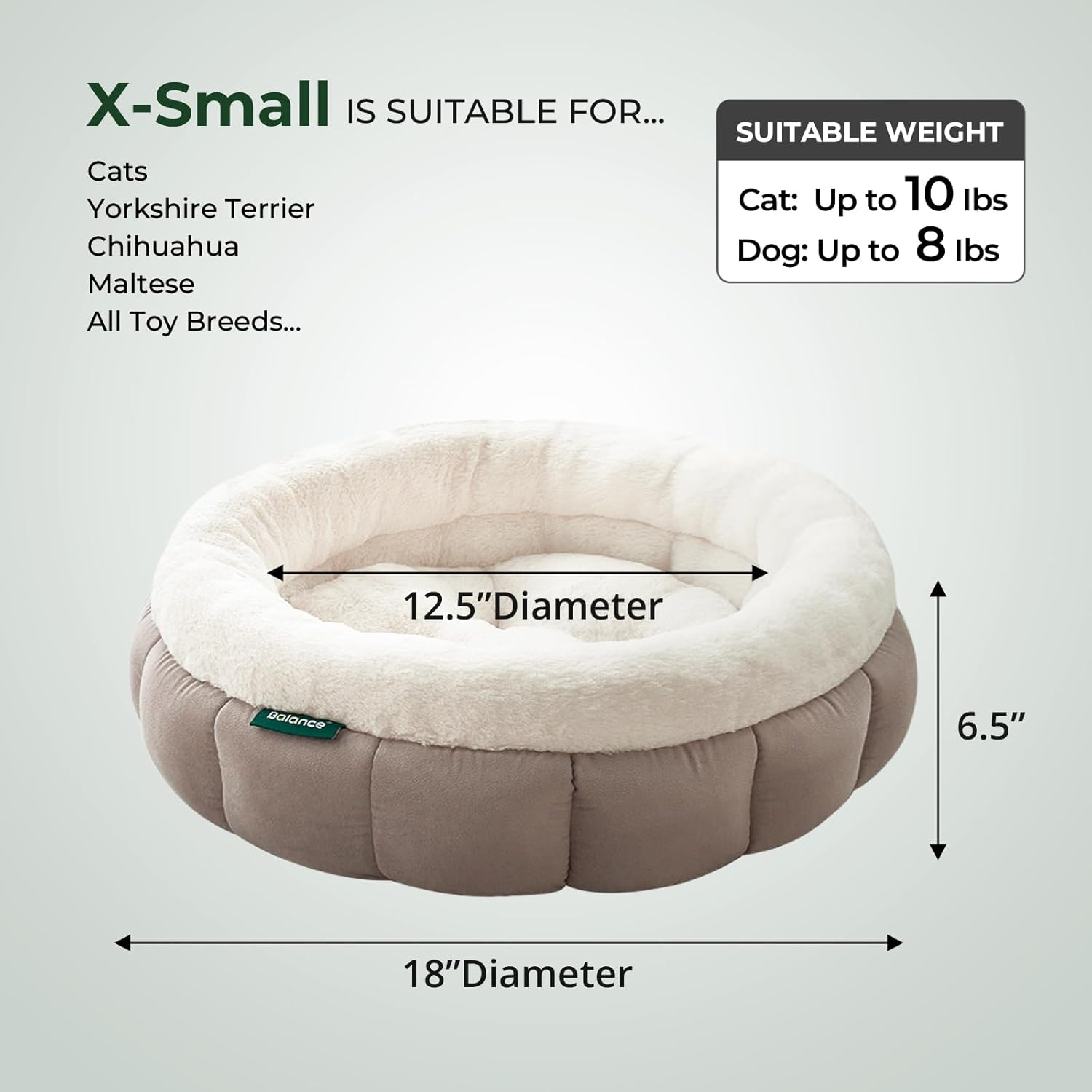 Cat Bed Round Washable Donut Bed Anti Slip Plush Kitten Puppy 18in