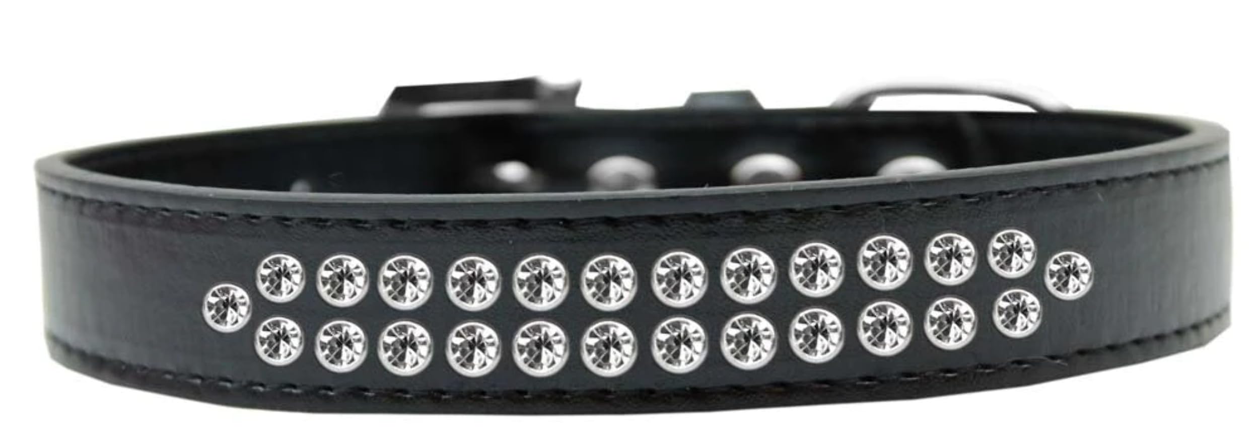 Dog, Puppy & Pet Fashion Collar, Two Row Clear Crystal Rimsets Red 18