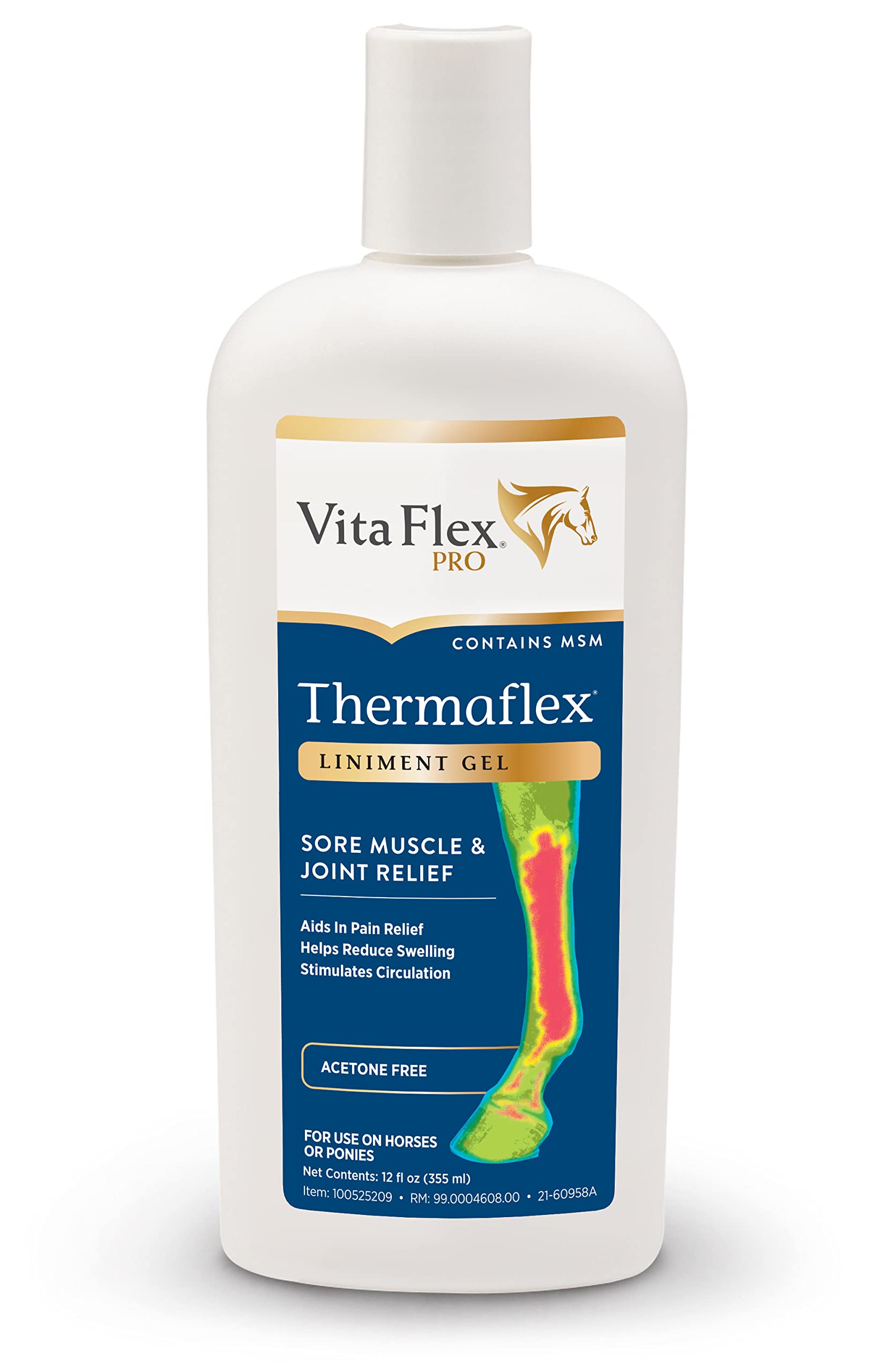 Vita Flex Thermaflex Liniment Gel for Horses - Sore Muscle & Joint Relief, 12 Ounce