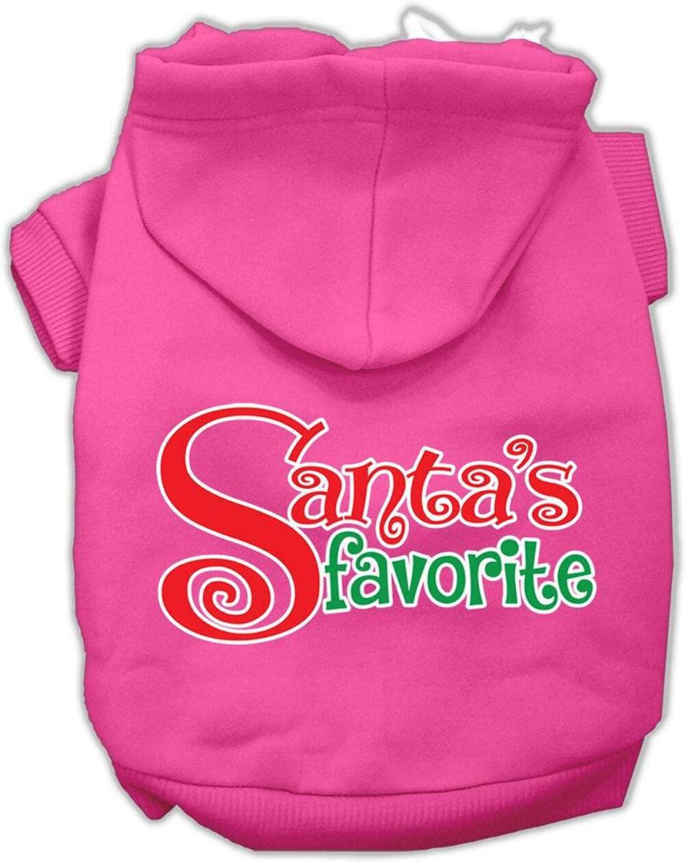 Mirage Pet Products Santa'S Favorite Screen Print Pet Hoodie, Size 12, Bright Pink