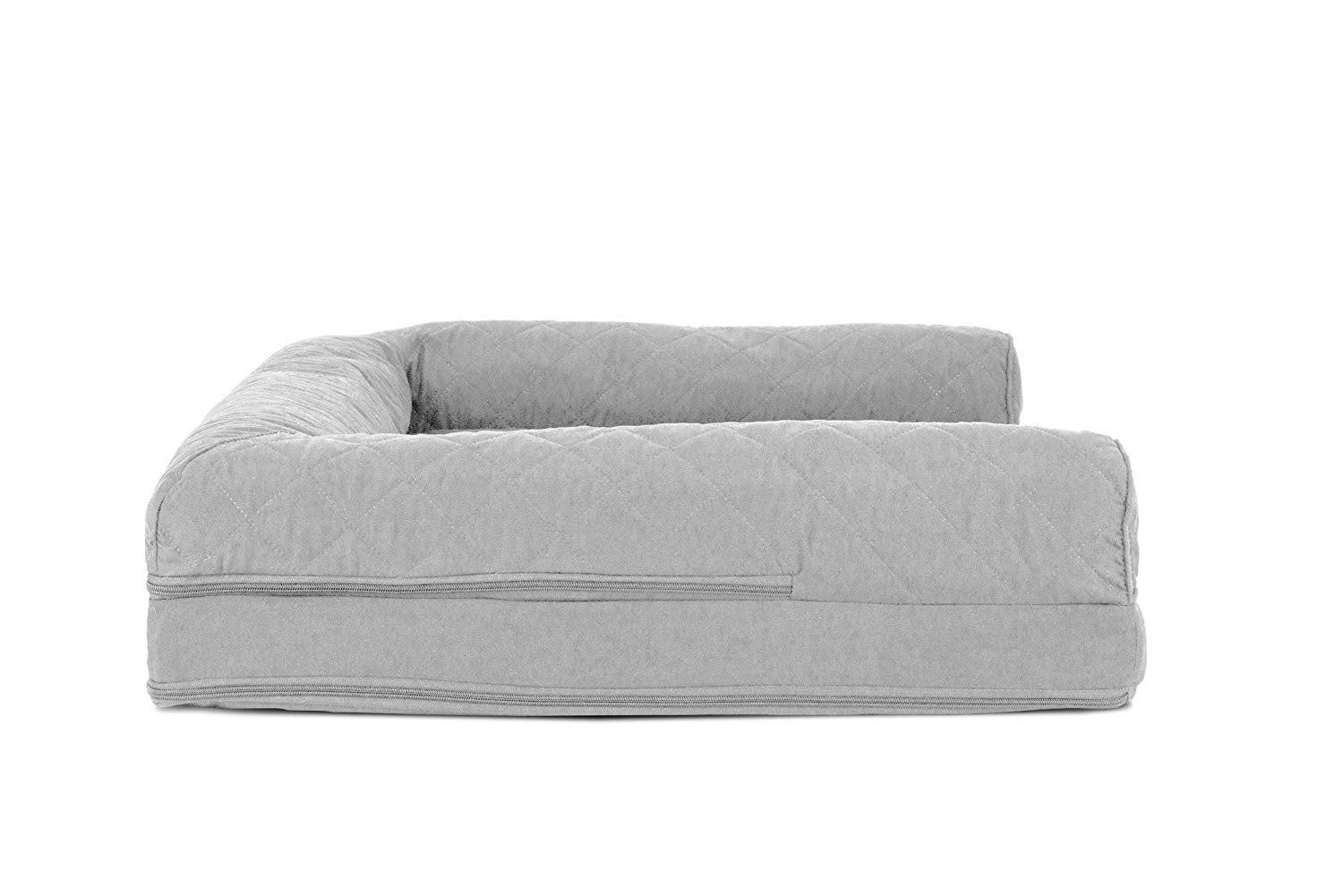 Furhaven Cooling Gel Dog Bed for Large/Medium Dogs w/ Removable Bolsters & Washable Cover, For Dogs Up to 55 lbs - Quilted Sofa
