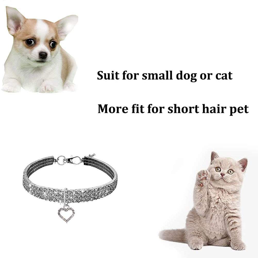 WoYous Rhinestones Dog Collar and Pearl Dog Necklace Set, Adjustable Neck Strap Bling Full Diamond Pearl Dog Collar for Small Ca