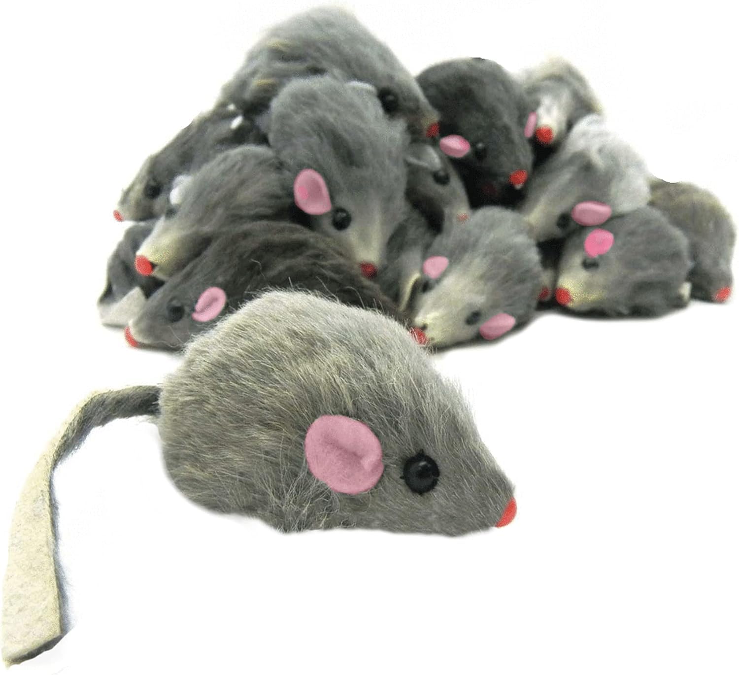 Labriciyon 5 Pcs Gray Fur Rattle Mouse Cat Toy Mice Animal Toy Pet Supplies Furry Play Combo - Cat Toy Mix
