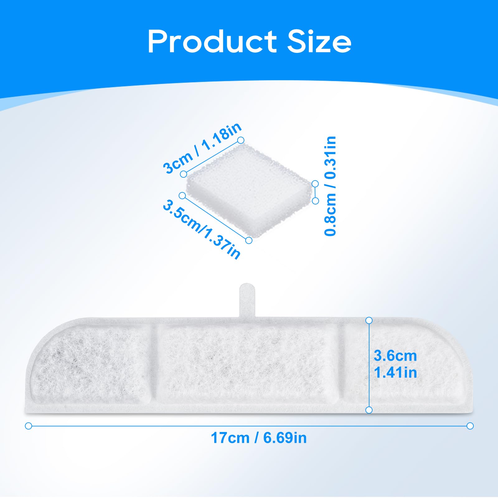 Cunina 12+12 Packs Replacement Filters Compatible With Downypaws Wireless Cat Water Fountain 84Oz/2.5L,Cat Fountain Filter For B