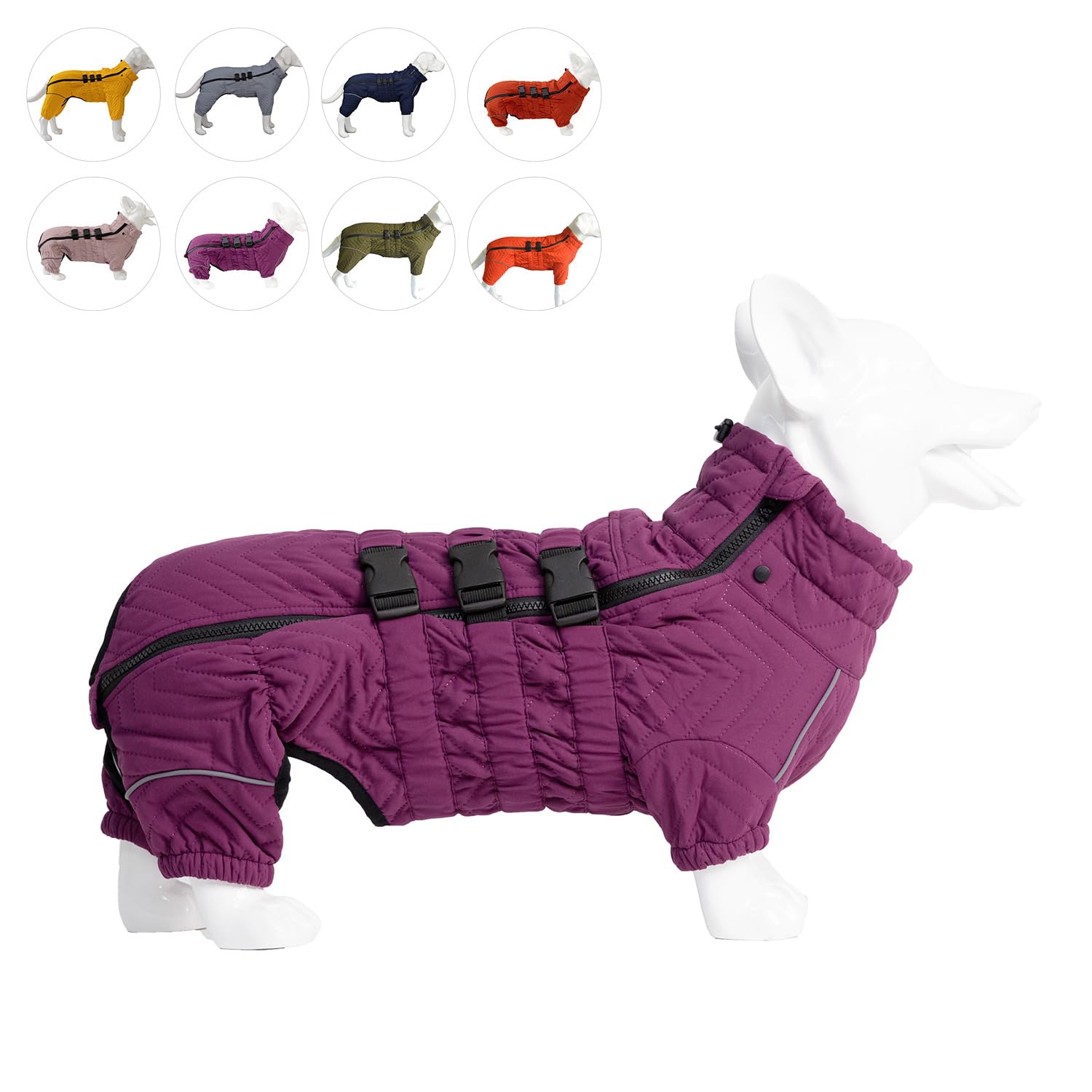 Lovelonglong Warm Dog Coat, Double Layers Vest, 4 Legs Covered Windproof Waterproof Reflective Outdoor Skating Costume For Corgi