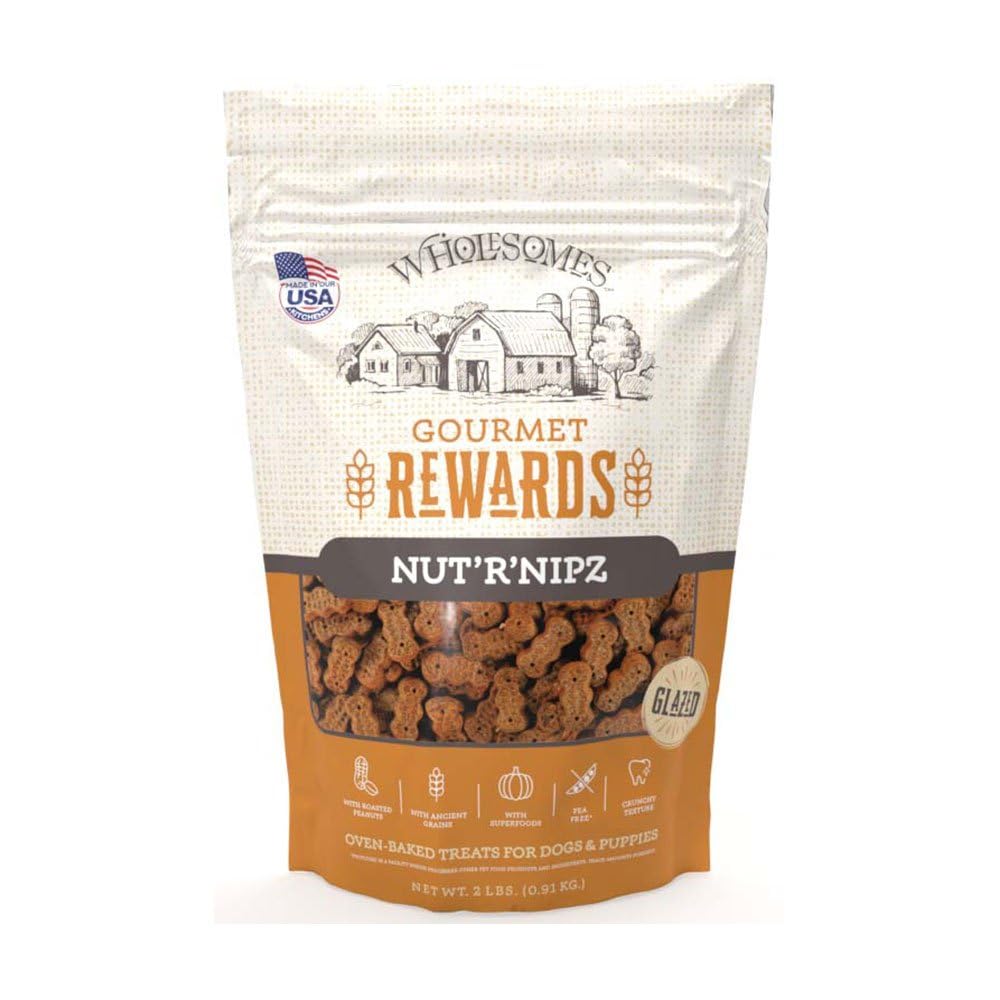 Sportmix Wholesomes Gourmet Rewards Nut'R'Nipz Dog Biscuits, Peanut Butter, 2Lb. Bag (2100306)
