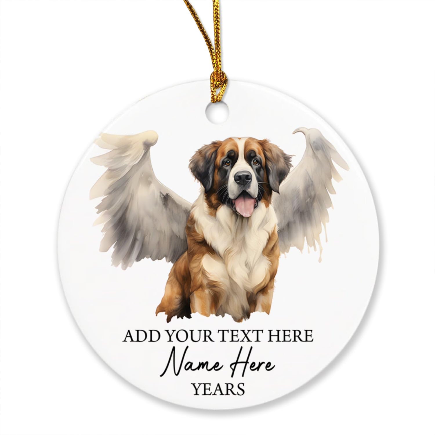 Saint Bernard Dog Memorial Christmas Ornament, Personalized Saint Bernard Dog Angel Ornament For Christmas Tree, Loss Of Dog Sympathy Gift For Pet Owners, Custom Text Name & Year Xmas Ornaments