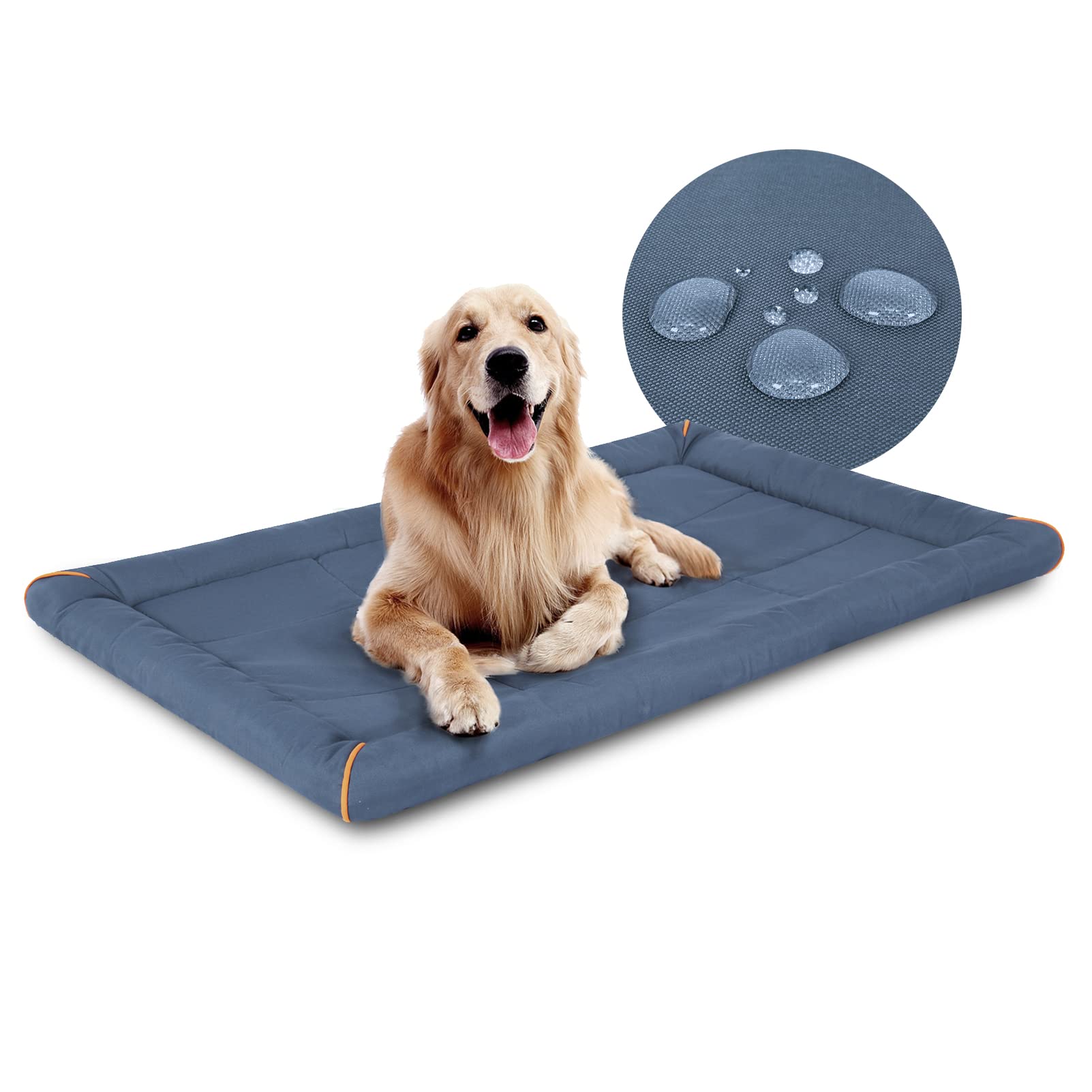 Miguel Outdoor Waterproof Dog Bed For Metal Dog Crates Water-Resistant Oxford All Weather Pet Mat Durable Easy Wipe Clean Travel Indoor Outdoor Puppy Bed(42Inch Dog Bed Dog Crate,Blue)
