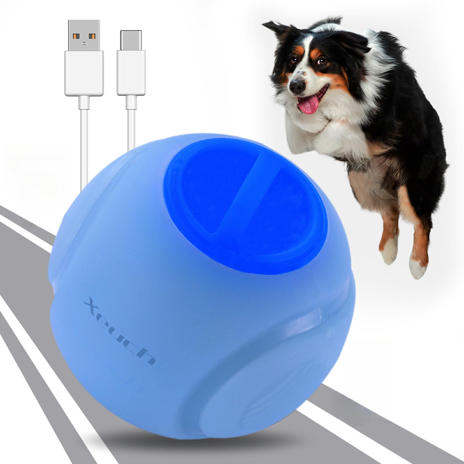 Xeuch LED Dog Ball Rechargeable, Light Up Dog Ball Toys, Bounce-Activated Durable Fetch Ball, Natural Rubber, Unique Scent, 2.5 