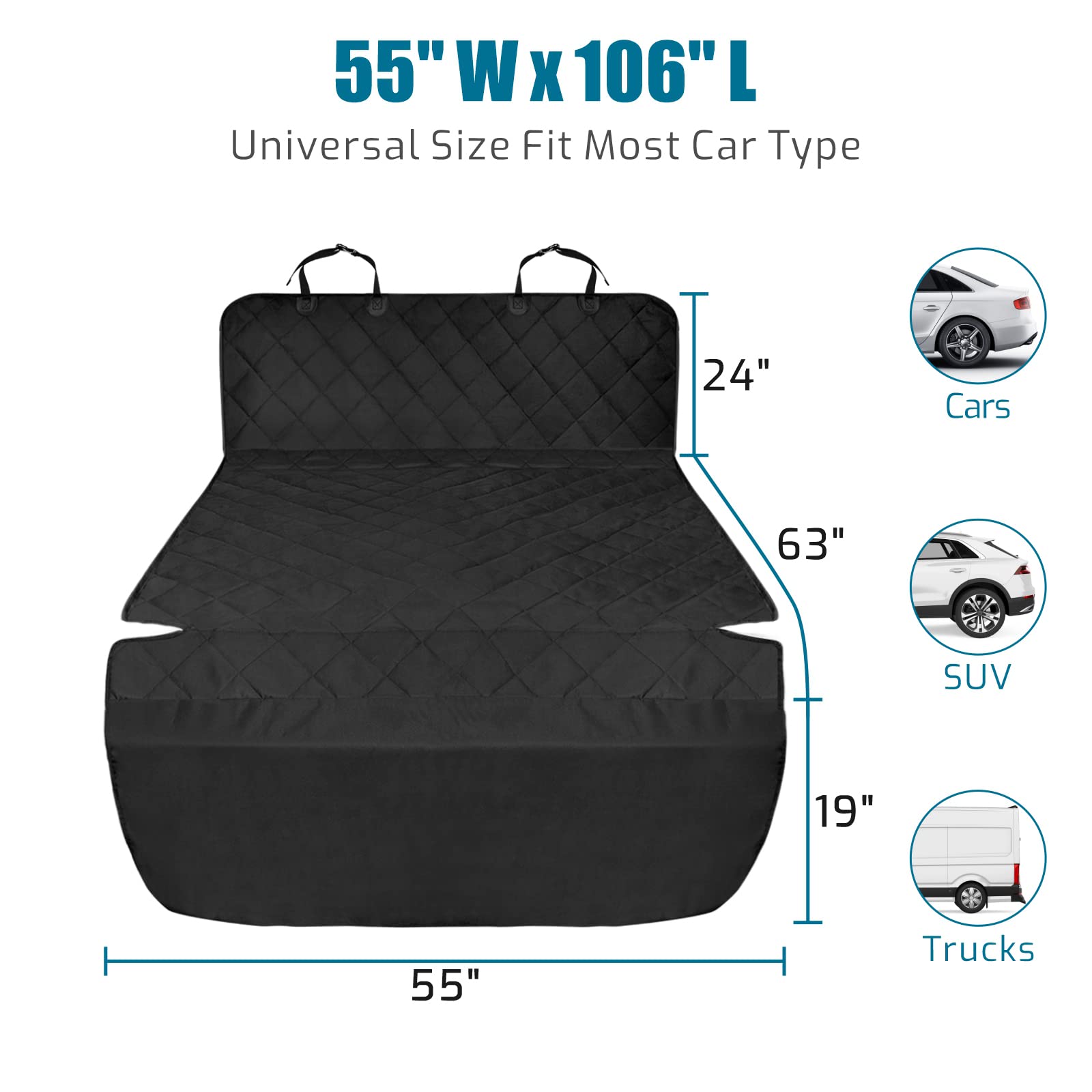 Veckle Cargo Liner, Upgraded Extra Large SUV Cargo Liner for Dogs Waterproof Scratchproof Cargo Cover with Bumper Flap Protector