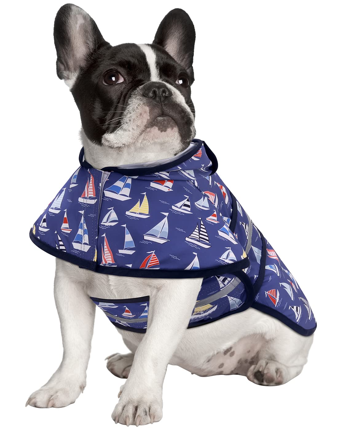 Hde Dog Raincoat Hooded Slicker Poncho For Small To X-Large Dogs And Puppies Nautical Boats - M