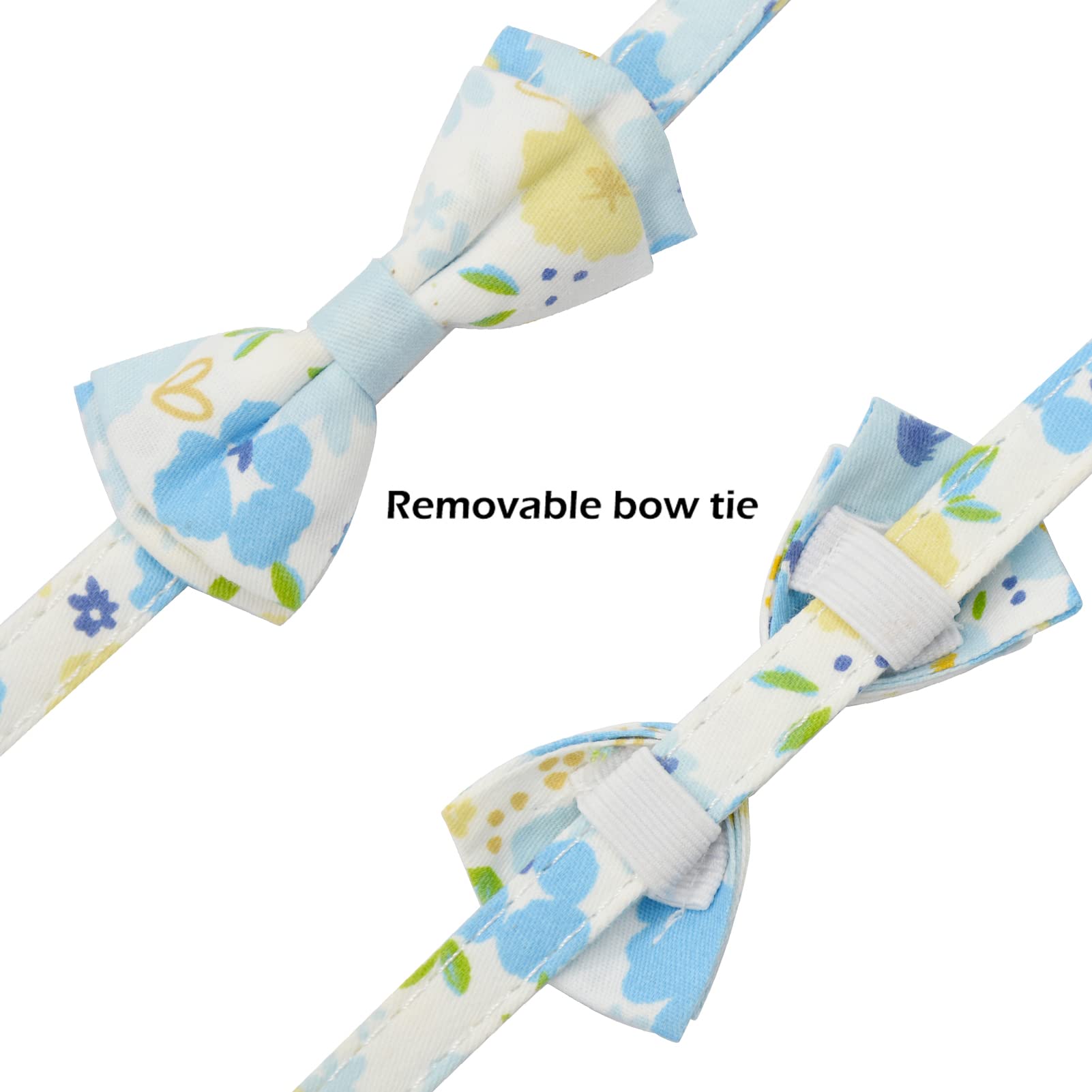 Bowtie Cat Collars Breakaway With Bell, Adjustable Cute Kitty Collars Safety Buckle Kitten Collar For Cat Puppy 7.5-11In (Blue F