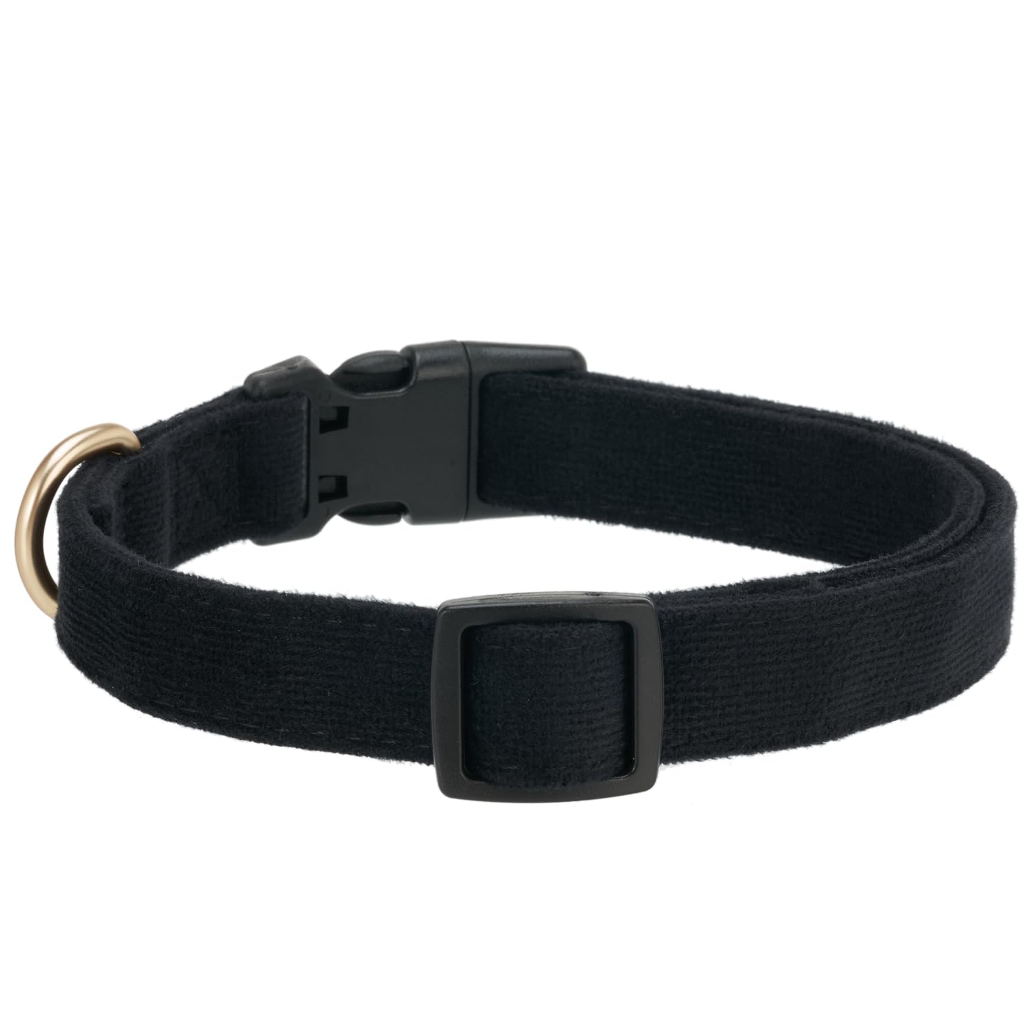Petiry Soft Corduroy Fibric Dog Collar, Quick Side Release Buckle, for Medium Dogs.(Black,Medium:12-19'')