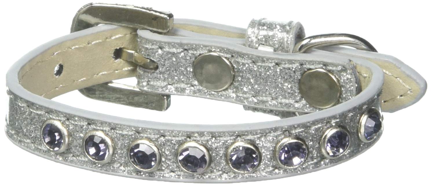 Dog, Puppy and Pet Ice Cream Collar, &quot;Purple Crystal Rimsets&quot; Silver 8