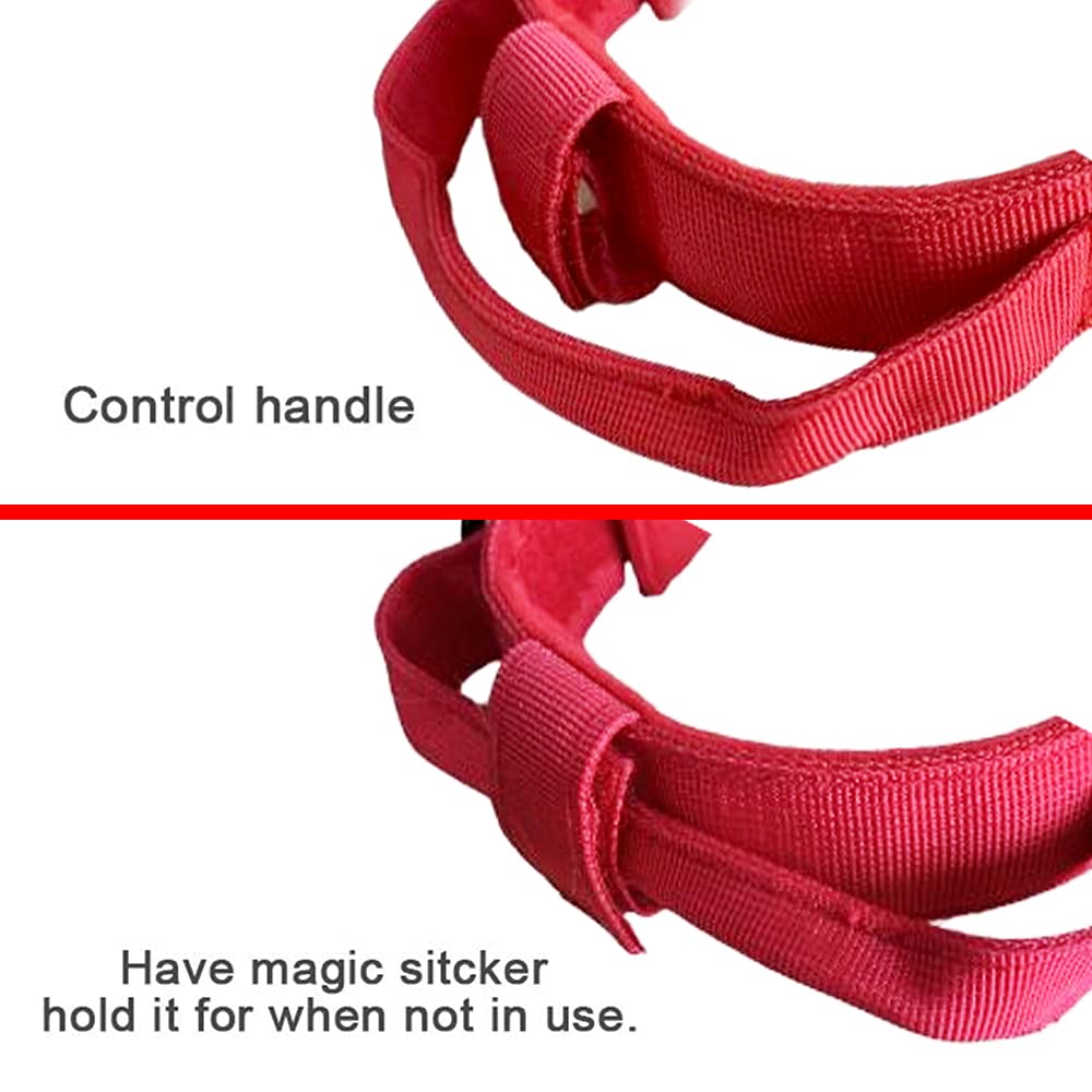 Tactical Dog Collar Military Dog Collar Adjustable Nylon Dog Collar Heavy Duty Metal Buckle With Handle For Dog Training (Red,M)