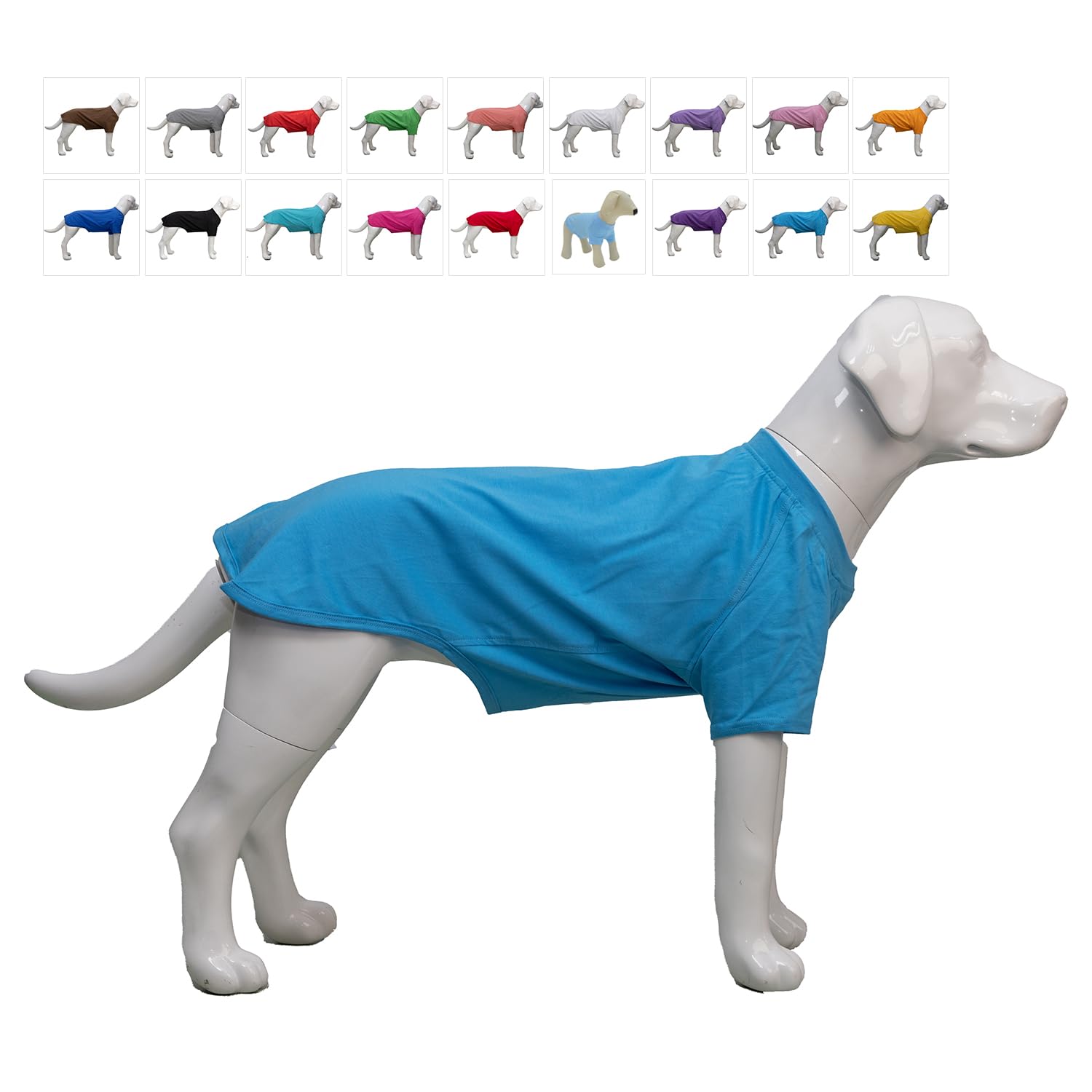 Lovelonglong Pet Clothing Dog Costumes Basic Blank T-Shirt Tee Shirts For Medium Large Dogs Lake-Blue Xxl+