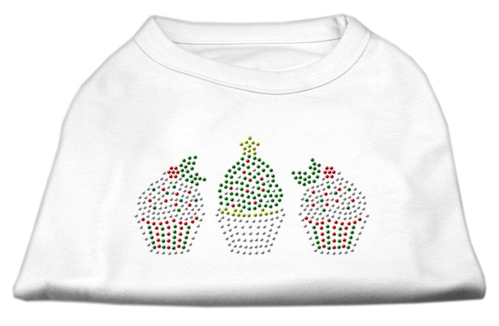 Mirage Pet Product Christmas Cupcakes Rhinestone Shirt White XXXL(20)