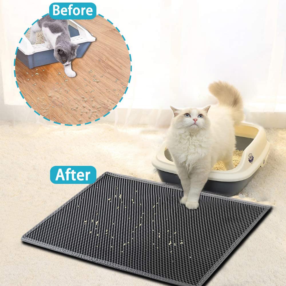 Kaxionage Cat Litter Mat, 24X30 Inch Litter Box Mat,Honeycomb Double Layer Trapping Litter Mat Design,Waterproof Urine Proof Kit