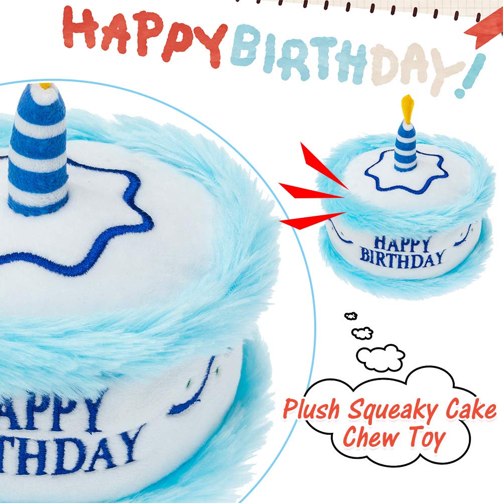 Expawlorer Dog Birthday Bandana Set - Cute Hat And Squeaky Cake Toy For Birthday Party Supplies Gift - Great For Small Medium Large Dogs