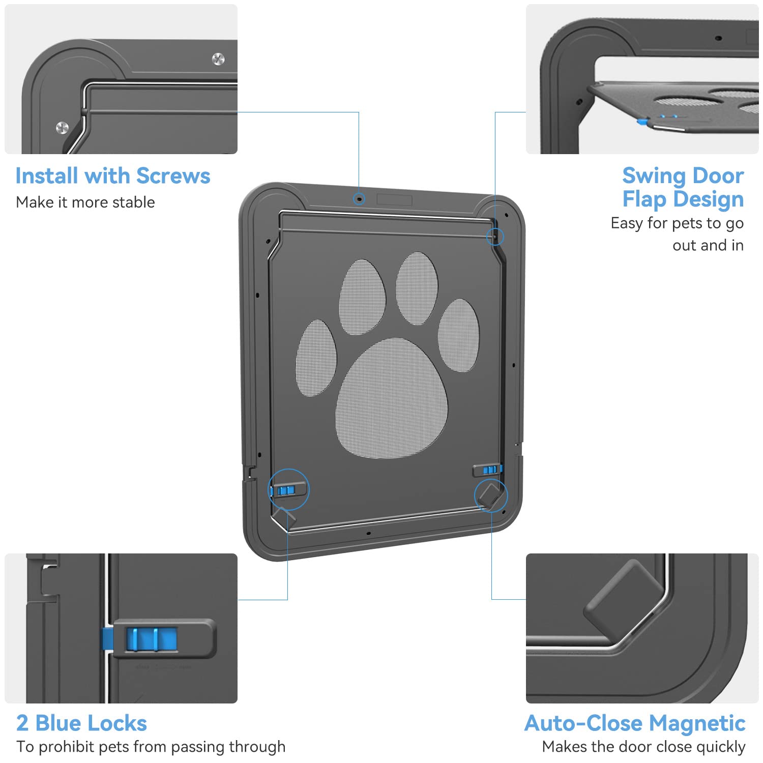 Petleso Dog Door For Screen Door, Large Dog Door For Sliding Door Insert Dog Screen Door, Large 12'*14'