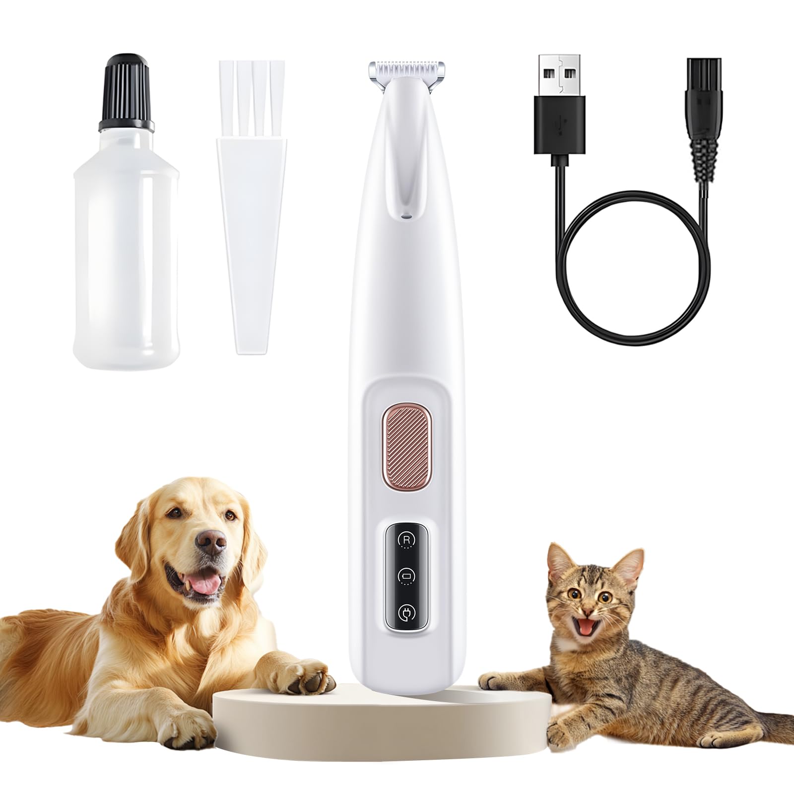 Paw Trimmer For Dogs Electric Upgraded, Pet Paw Trimmer With Led Light Waterproof, Cordless Low Noise Pet Hair Clipper Rechargea