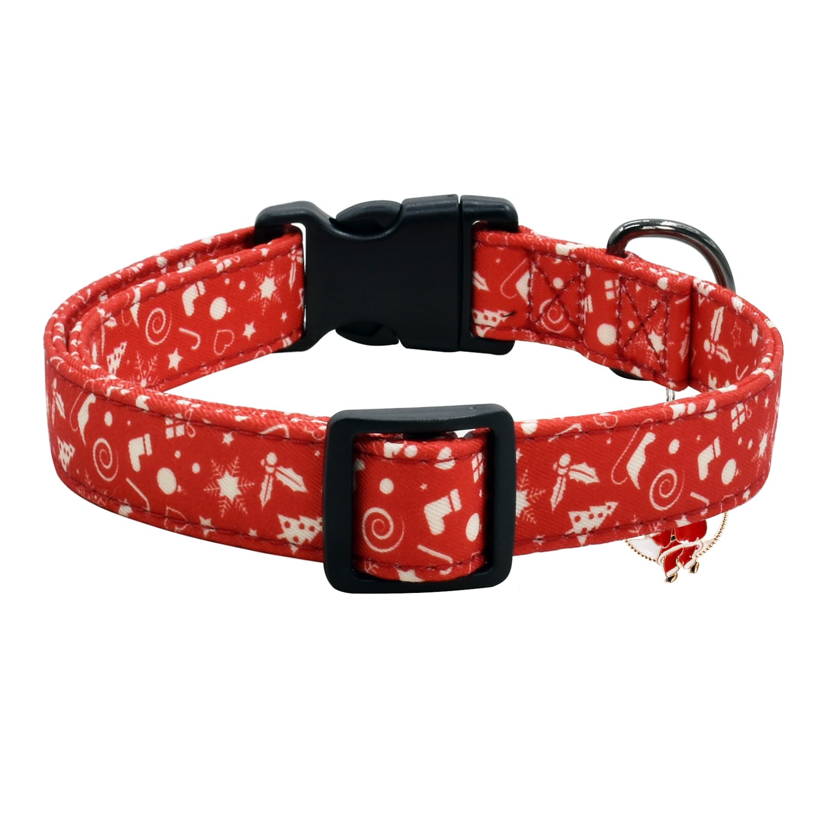 Christmas Dog Collar With Pendant, Durable And Soft Cotton Dog Collars For Small Large Female And Male Dogs Pets(Christmas L)