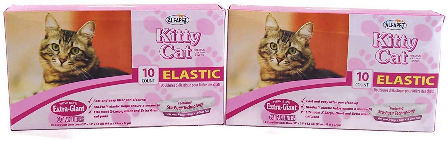 Kitty Cat Alfapet Extra-Giant Elastic Sta-Put Litter Box Liners 10 Count (Pack Of 2)